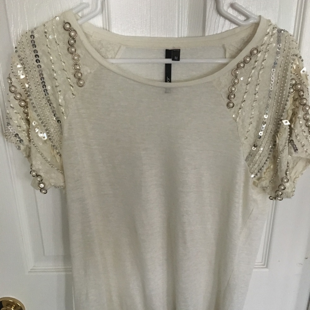 Joes jeans cream beaded top